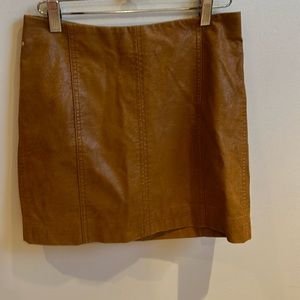 Free People Brown Vegan Leather Skirt Size Small